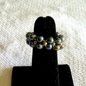 Black Seed Pearl Stretch Ring